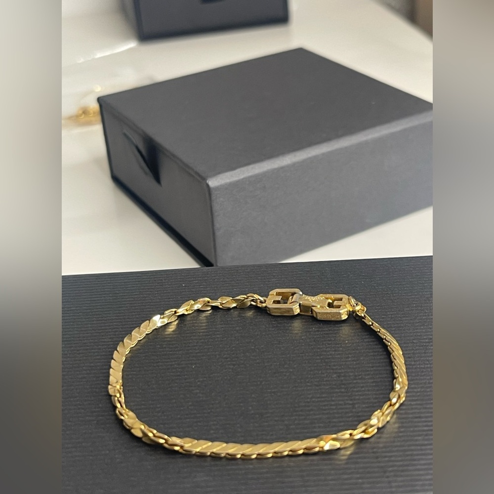 GIVENCHY Gold Tone Chain Bracelet